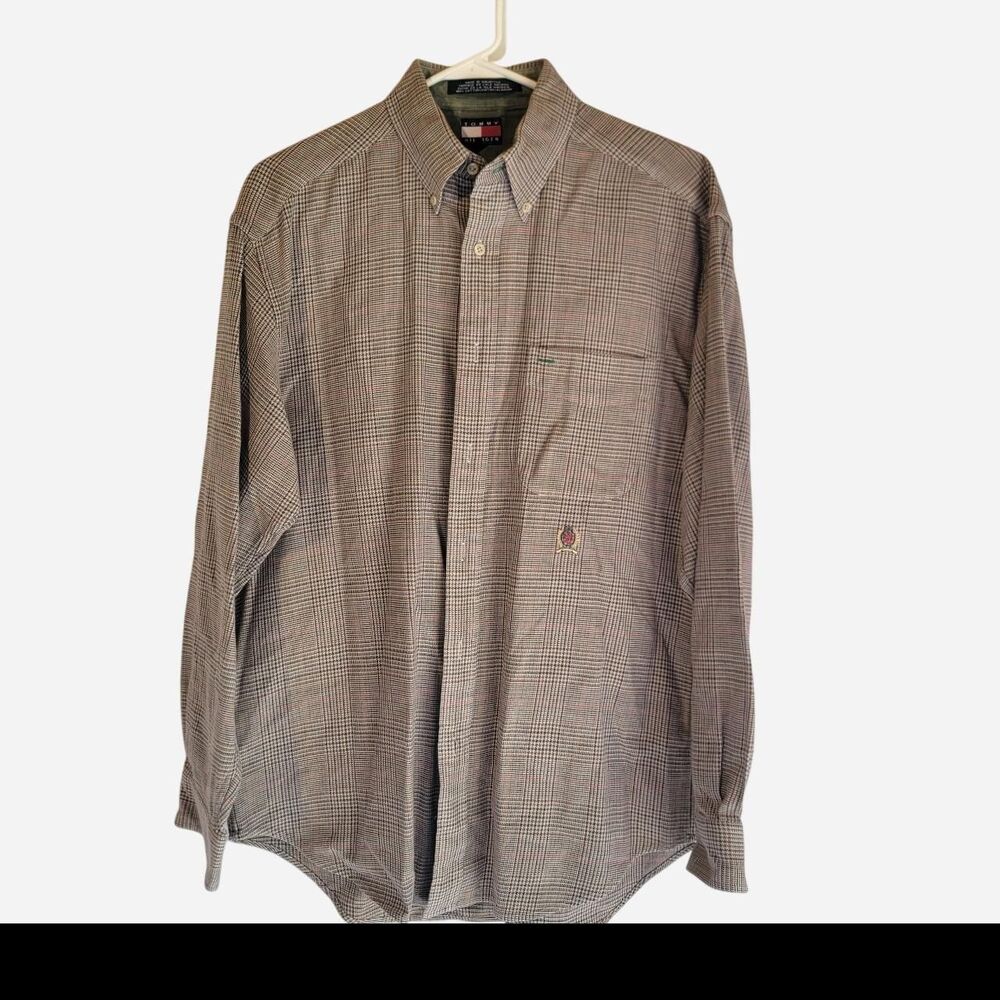 Tommy Hilfiger Men's Grey and Brown Shirt